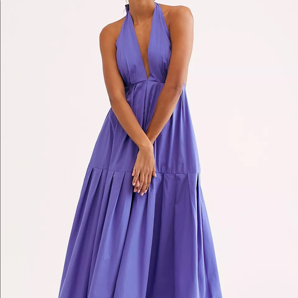Free People Made For You Purple Halter Pockets Maxi Dress